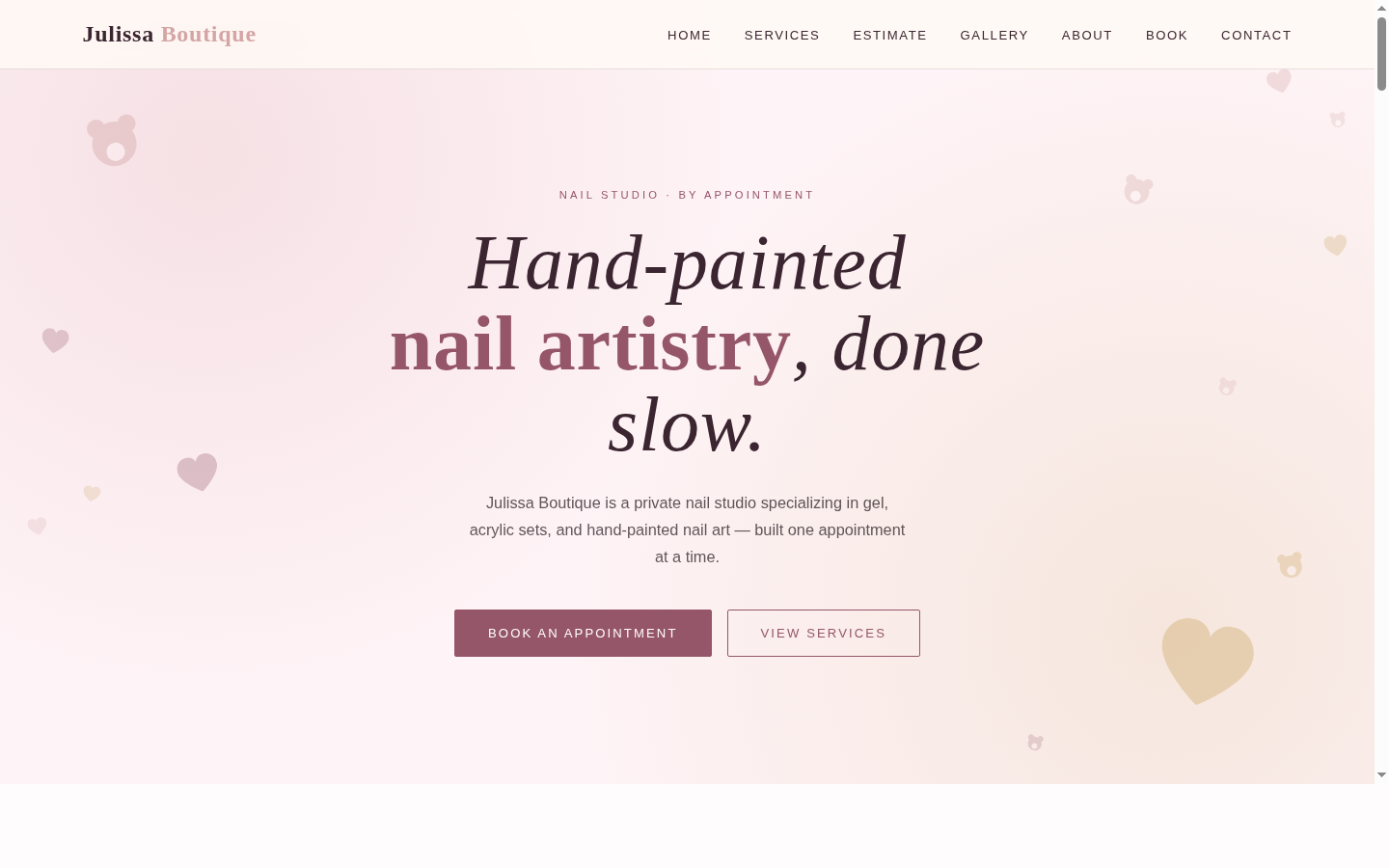 Julissa Boutique website hero section